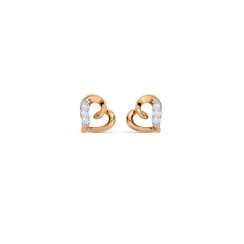 Graceful Heart Diamond Stud Earrings