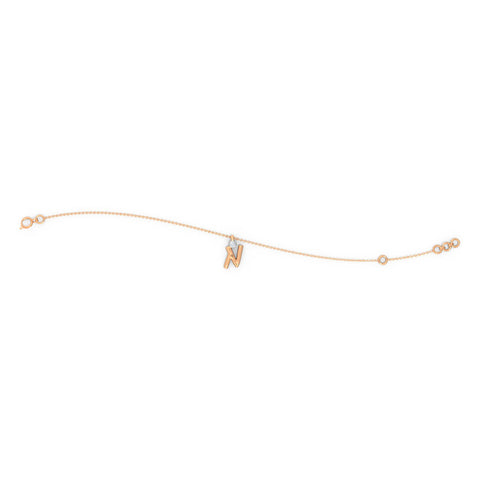 Alphabet N Charm Diamond Bracelet