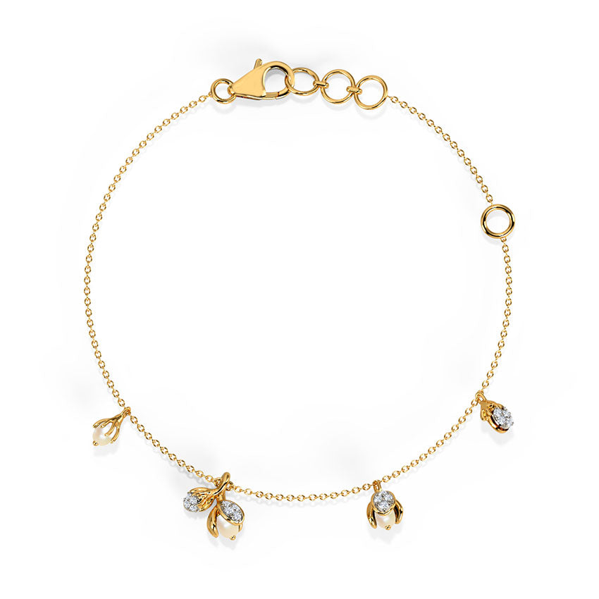 Pearly Dangle Diamond Bracelet