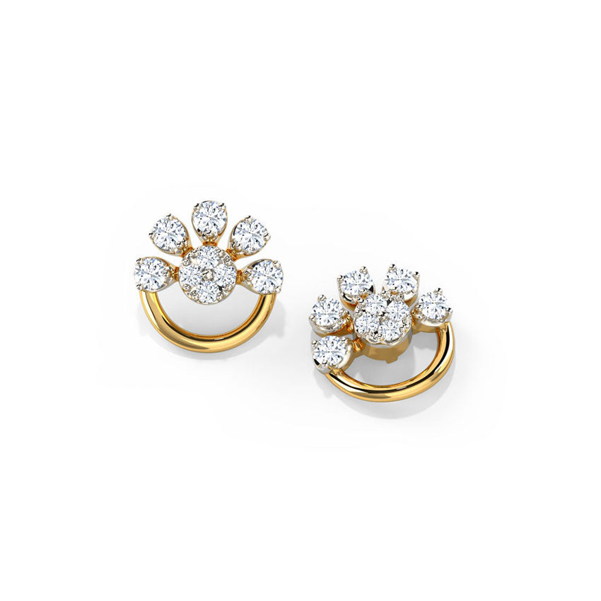 Half Bloom Diamond Stud Earrings