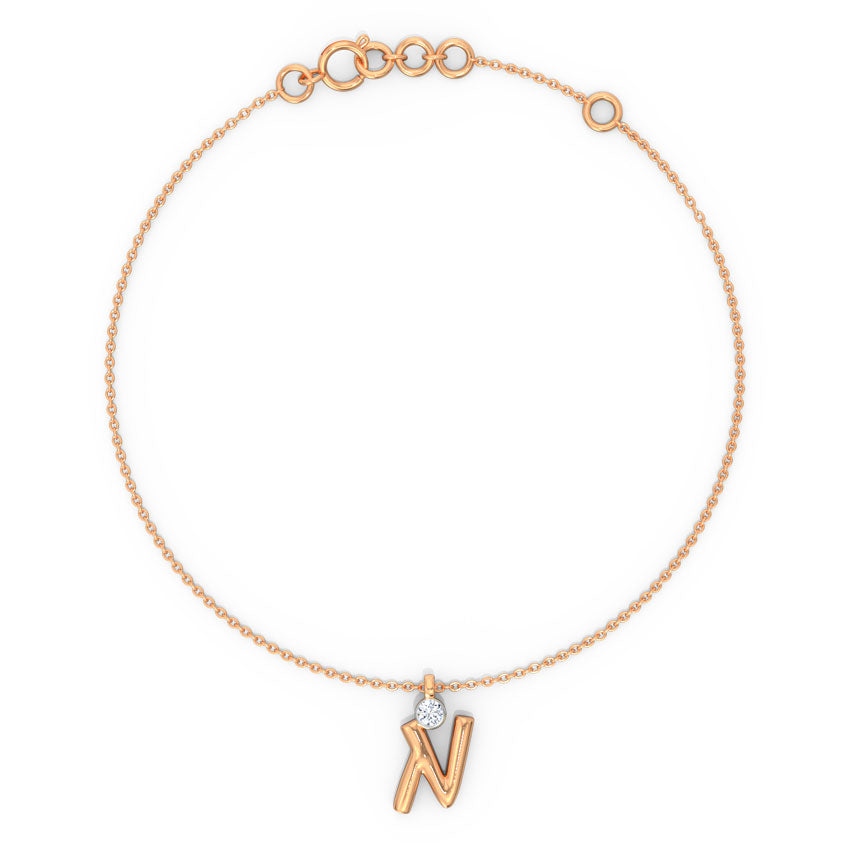 Alphabet N Charm Diamond Bracelet