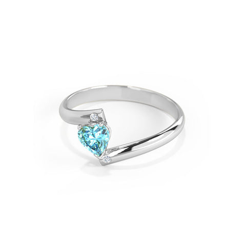 Heart Blue Topaz Gemstone Ring