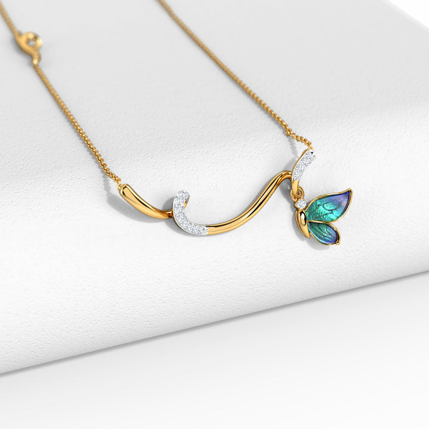 Tendril Butterfly Diamond Necklace
