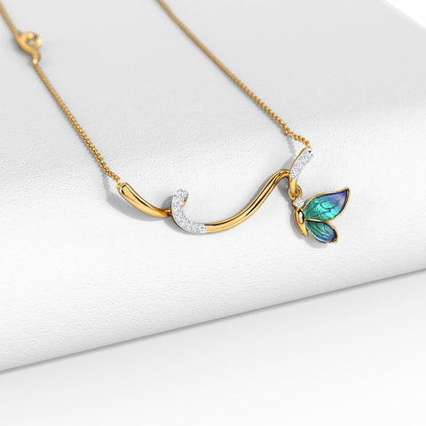 Tendril Butterfly Diamond Necklace