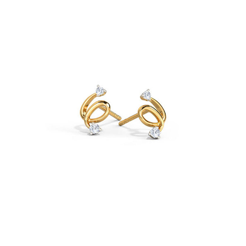 Sleek Twine Diamond Stud Earrings