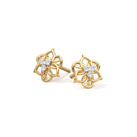 Ornate Bloom Diamond Stud Earrings