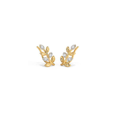 Leafy Diamond Ear Cuffs