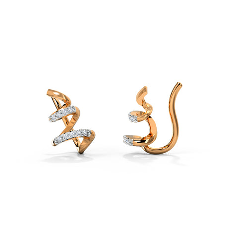 Smart Ribbon Diamond Earcuffs