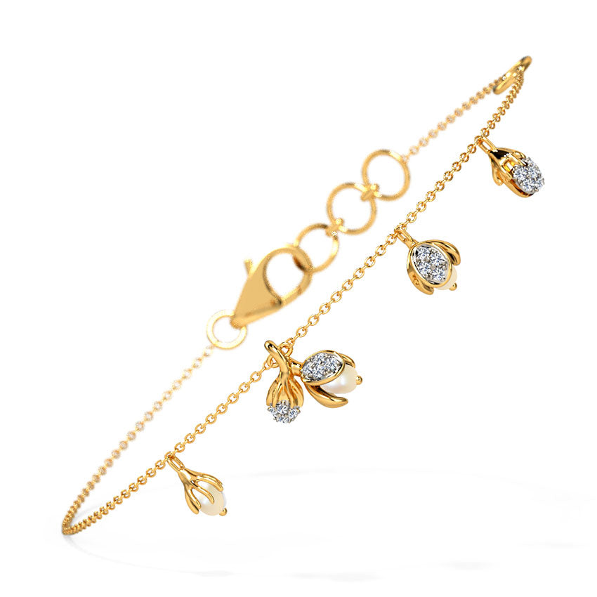 Pearly Dangle Diamond Bracelet