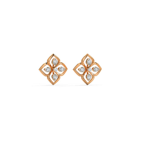 Lovely Blossom Diamond Stud Earrings