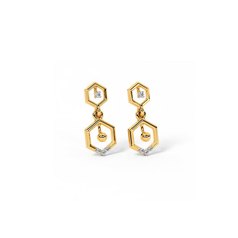 Duo Hexagon Diamond Drop Earrings