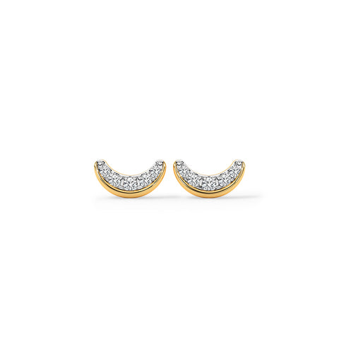 Crescent Diamond Stud Earrings