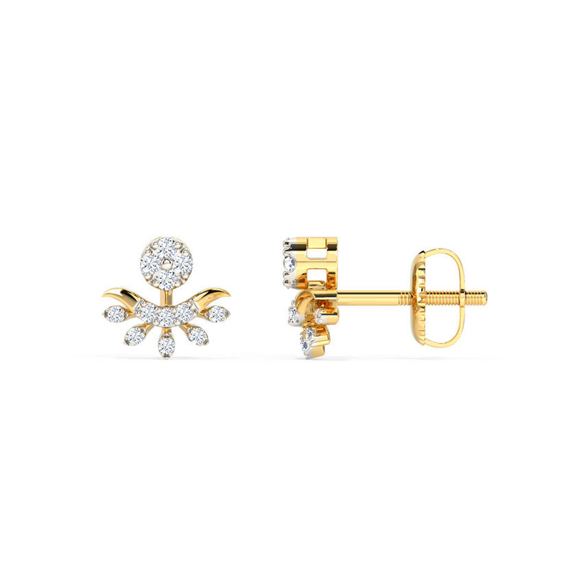 Gleaming Leaflet Diamond Stud Earrings