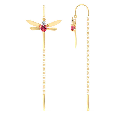 Dragonfly Gemstone Sui Dhaga Earrings