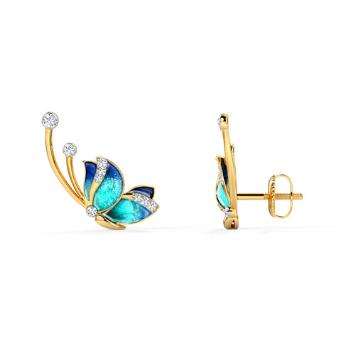 Flitter Blue Butterfly Diamond Ear Cuffs