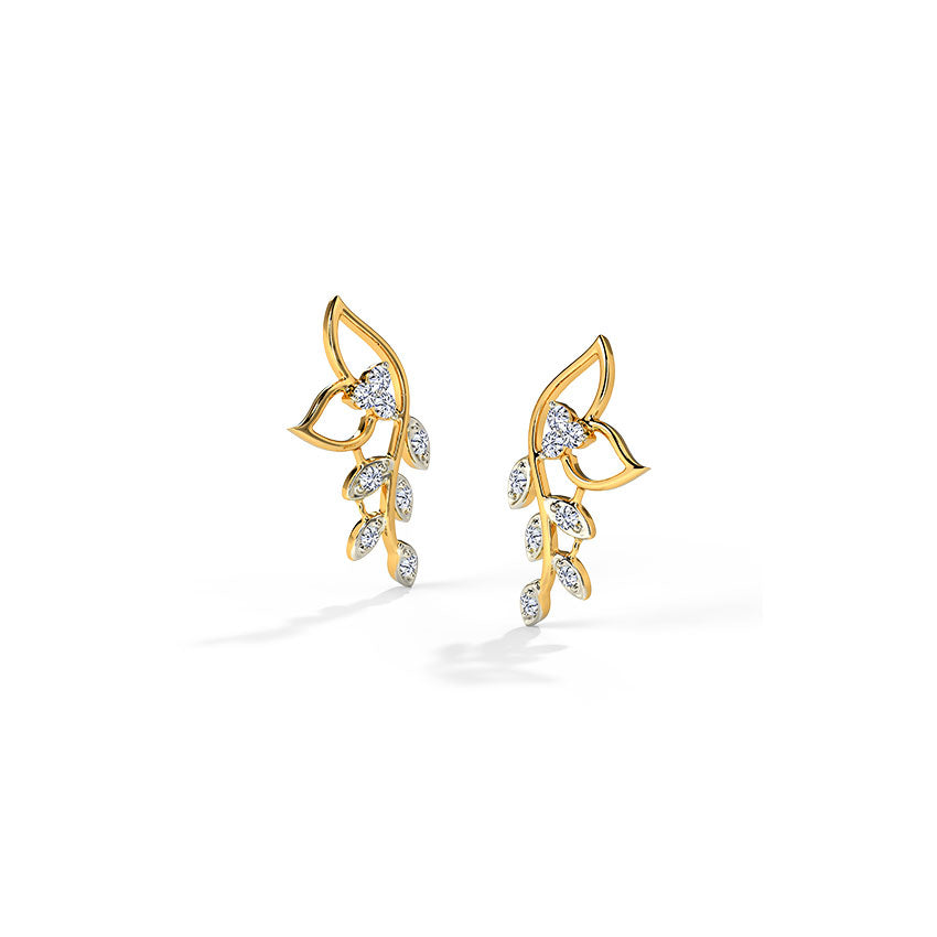 Classic Leaves Diamond Stud Earrings