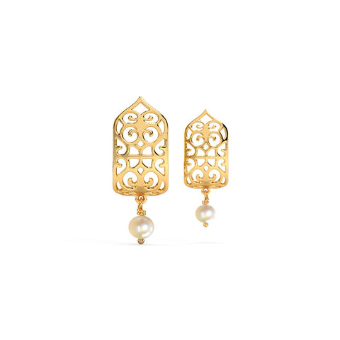 Latticed Pearl Hoop Earrings