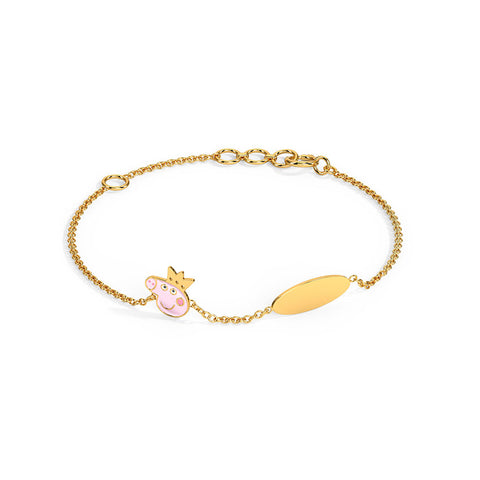 Peppa Crown Personalised Kids' Gold Bracelet