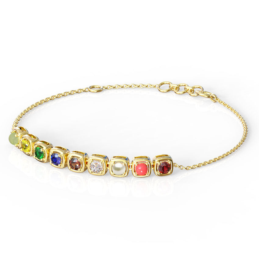 Delicate Navratna Gemstone Bracelet
