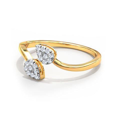 Twin Leaves Open Diamond Ring