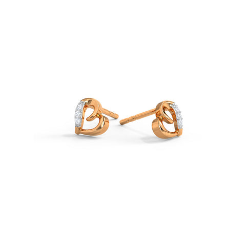 Graceful Heart Diamond Stud Earrings