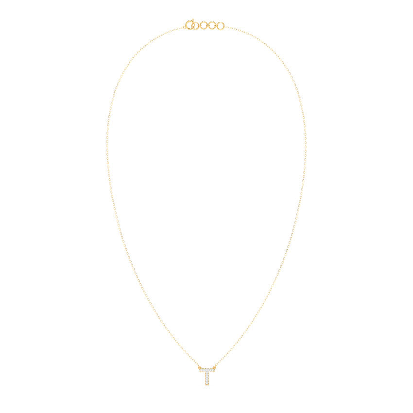 Dazzle Alphabet T Diamond Necklace