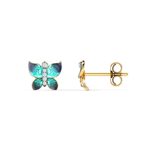 Hover Butterfly Diamond Stud Earrings