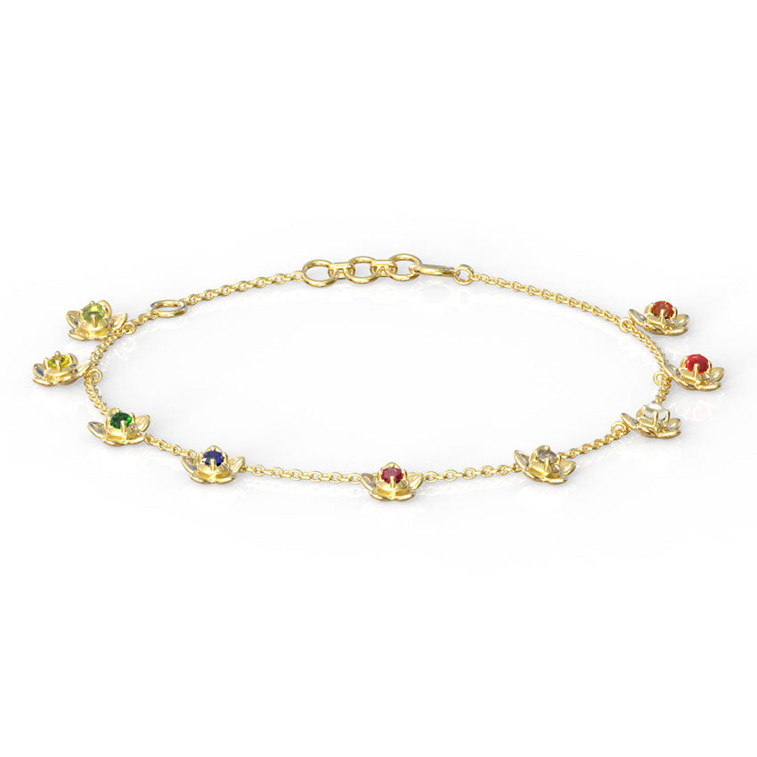Blossom Navratna Gemstone Bracelet