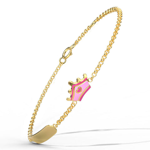 Blush Tiara Personalised Kids' Gold Bracelet