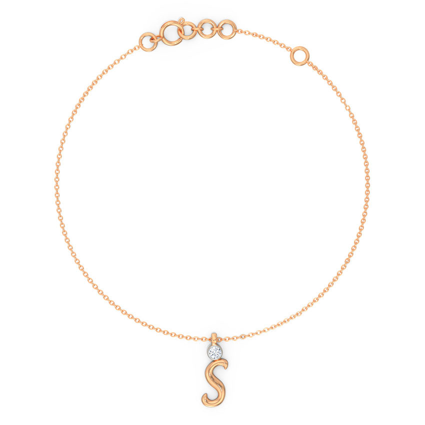Charm Alphabet S Diamond Bracelet