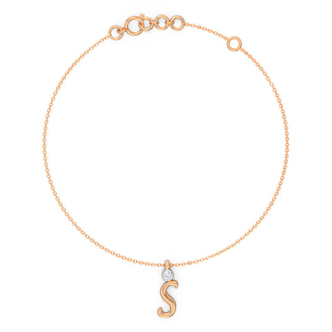 Charm Alphabet S Diamond Bracelet