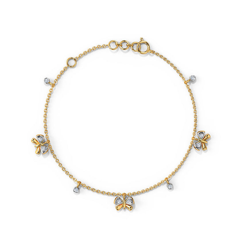 Diamond Butterfly Charm Bracelet