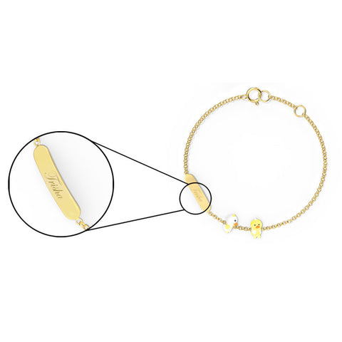 Cute Duckling Personalised Kids' Gold Bracelet
