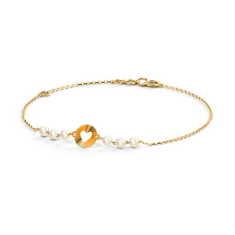 Circle Of Heart Pearl Chain Bracelet