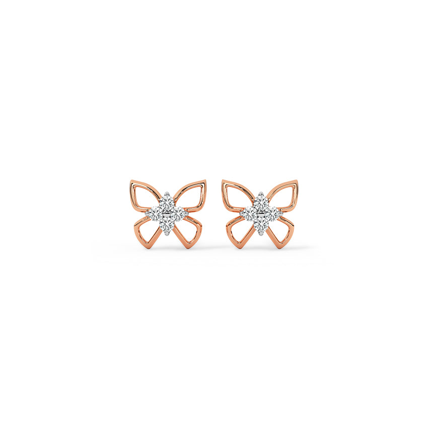Glinting Butterfly Diamond Stud Earrings