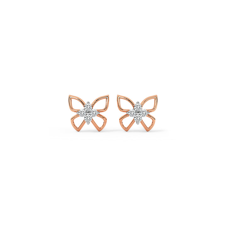 Glinting Butterfly Diamond Stud Earrings