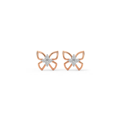 Glinting Butterfly Diamond Stud Earrings