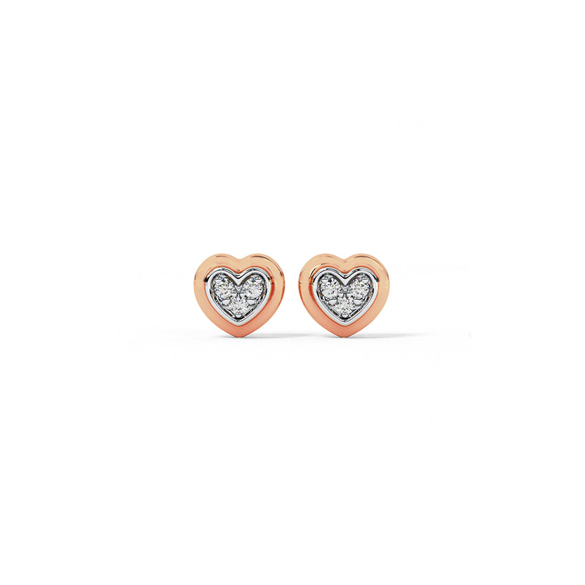 Rosy Heart Diamond Stud Earrings