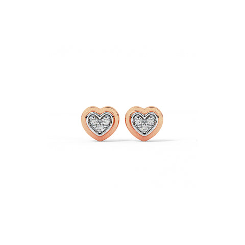 Rosy Heart Diamond Stud Earrings