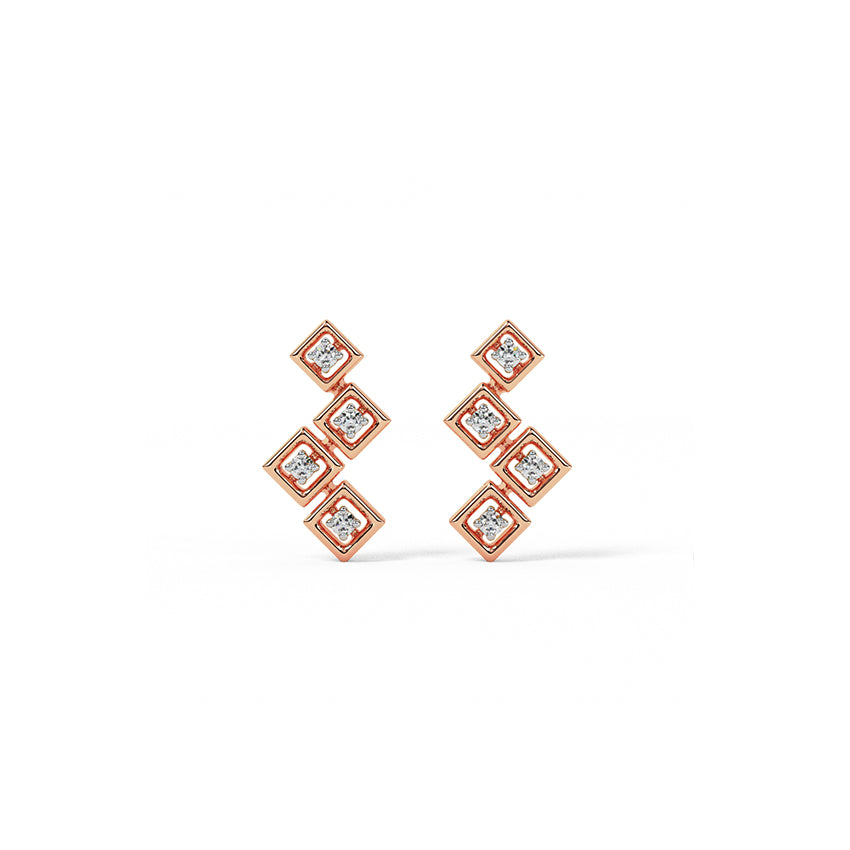 Geometric Gleam Diamond Stud Earrings