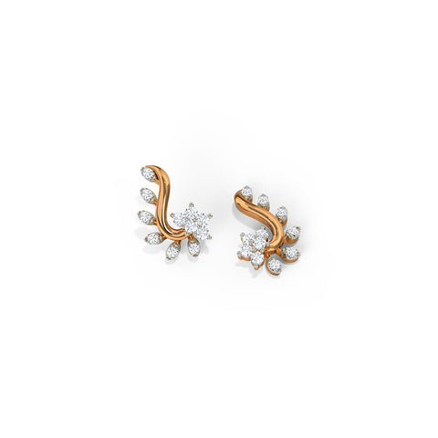 Floral Leaf Diamond Stud Earrings