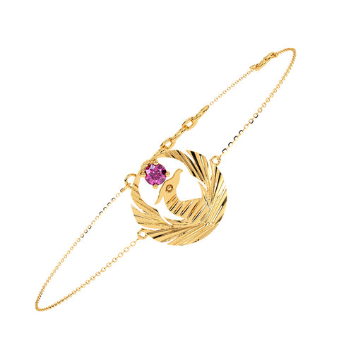 Pink Ruby Gemstone Phoenix Bracelet