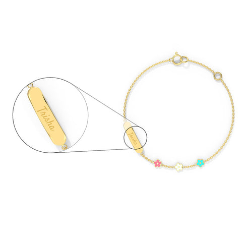 Blissful Bloom Personalised Kids' Gold Bracelet