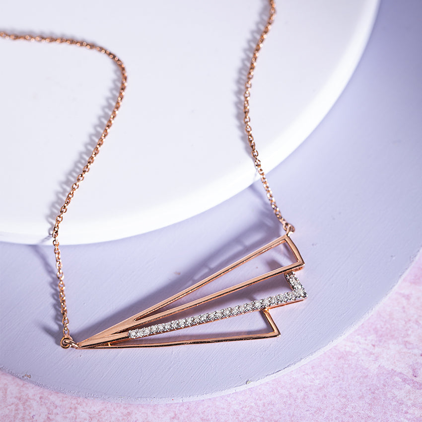 Stripes Geometric Diamond Necklace