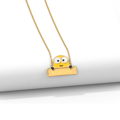 Peeking Minion Personalised Gold Necklace