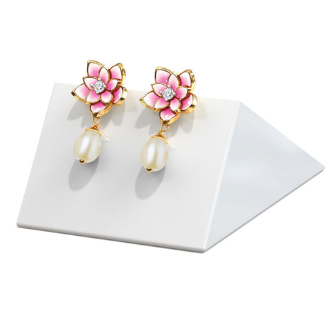 Magnificent Lotus Pearl Drop Earrings