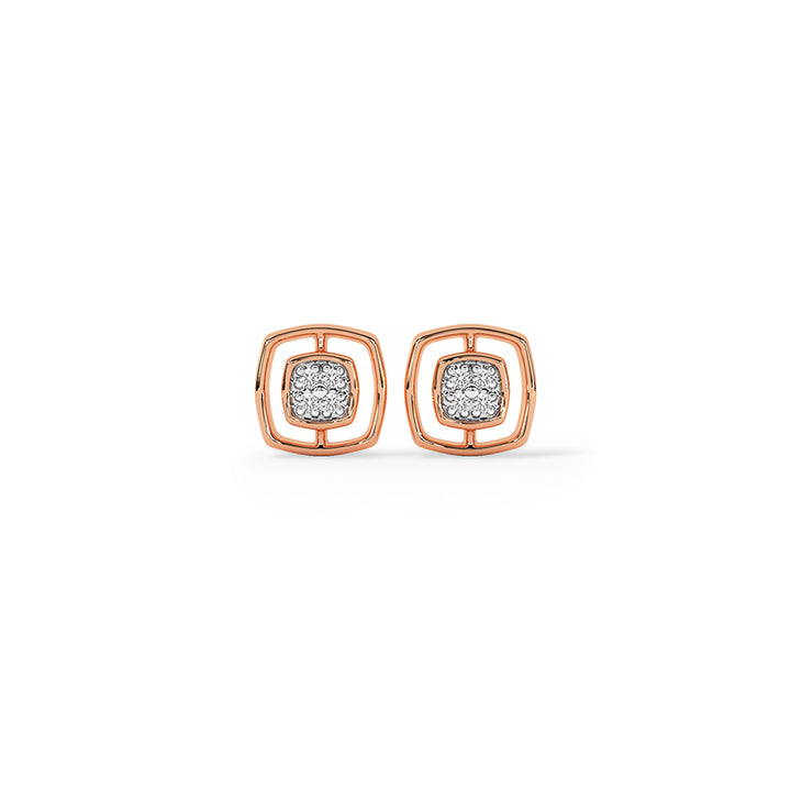 Halo Squares Diamond Stud Earrings