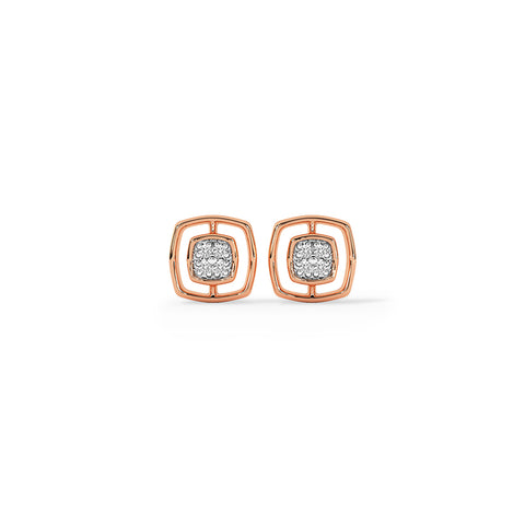 Halo Squares Diamond Stud Earrings