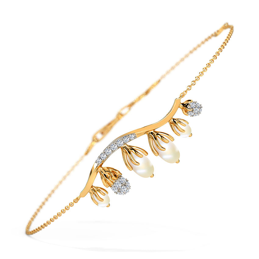 Curvy Pearl Grained Chain Bracelet