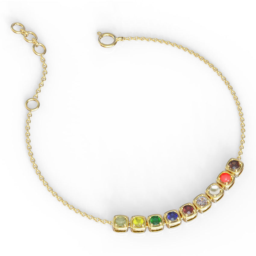 Delicate Navratna Gemstone Bracelet